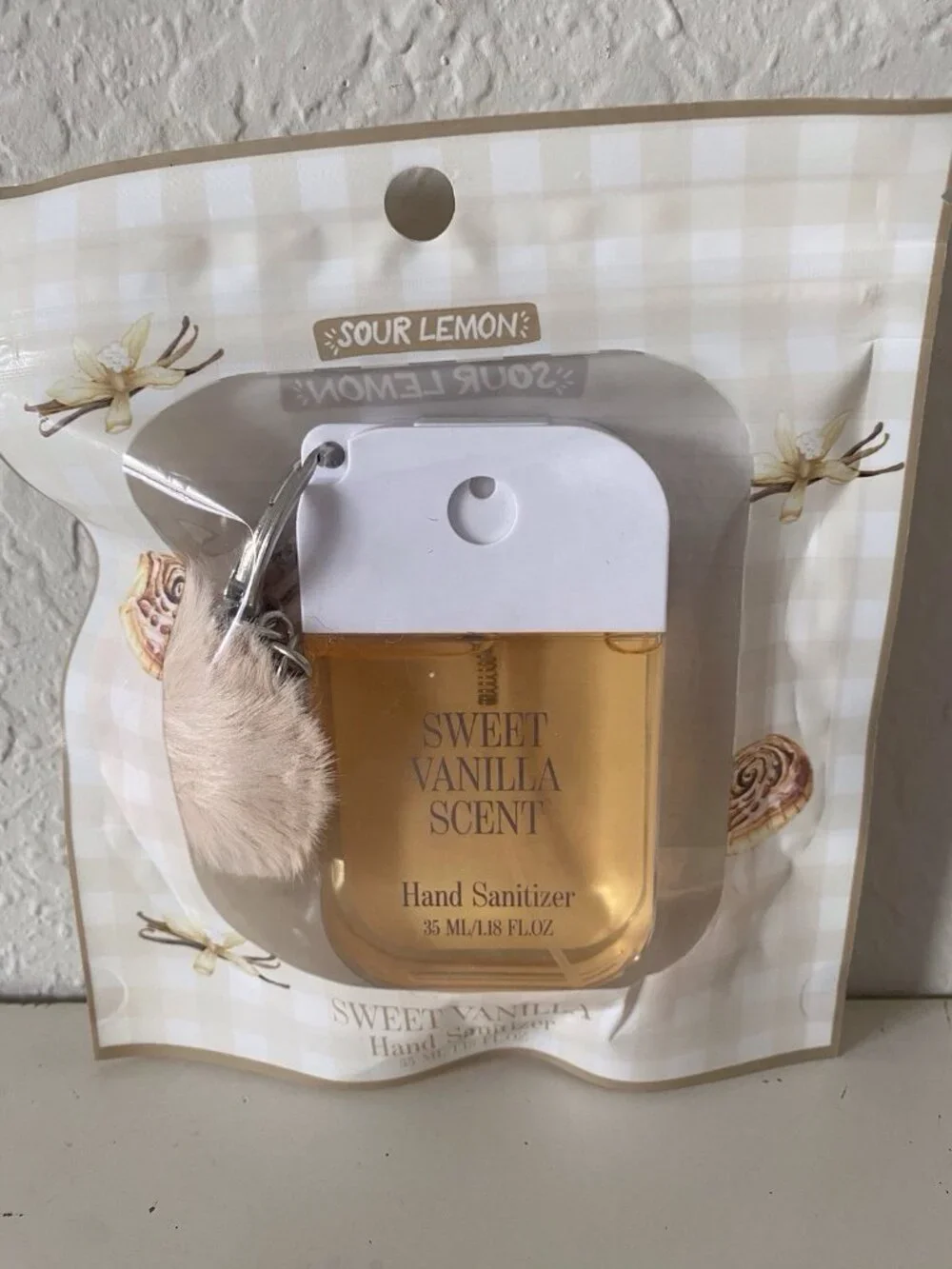 Sour Lemon Scented Hand Sanitizer‎ Spray 1.18 Fl Oz Sweet Vanilla Scent W/Charm